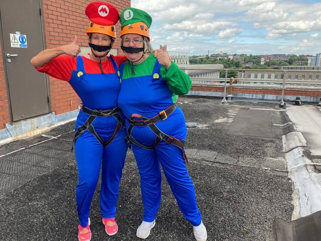 Abseilers getting ready.