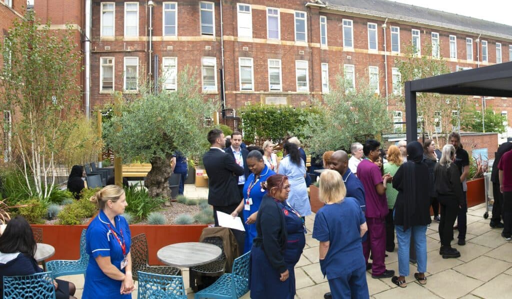 Local philanthropist gift brings new wellbeing garden for staff at Leicester Royal Infirmary